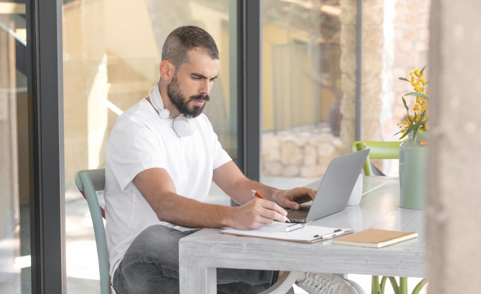 Corporate finance professional analyzing market trends and financial data on computer screen